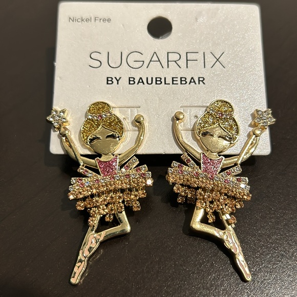 🆕🩰BaubleBar Nutcracker Ballerina Pink Dance Drop Earrings Holiday NWT New - Picture 2 of 3